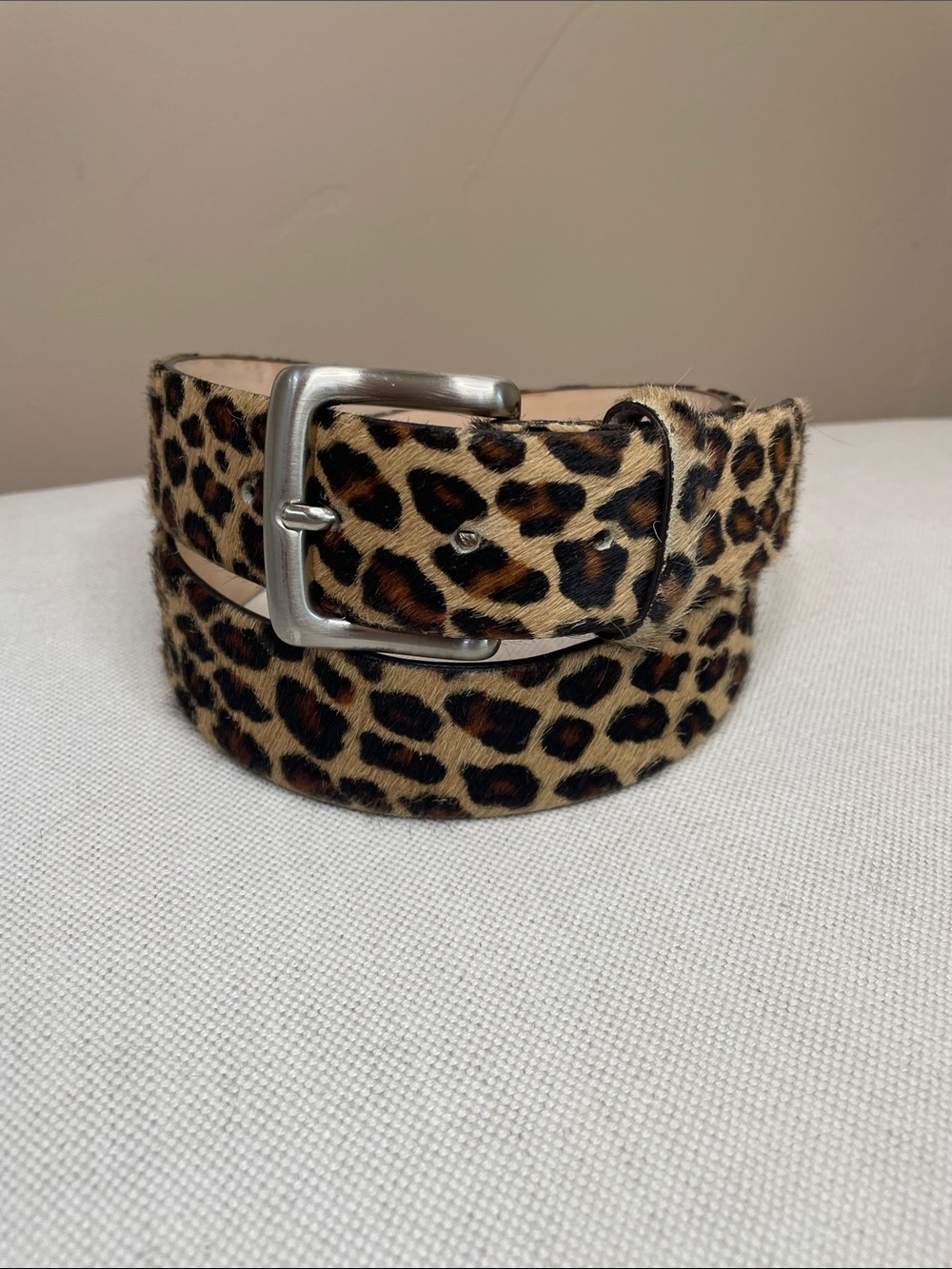 Vera Pelle Genuine Leather Leopard Print Belt